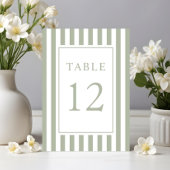 Numéro De Table Elegant Striped Sage Green Wedding