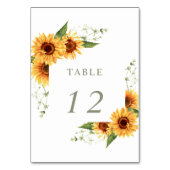 Numéro De Table Elegant Sunflowers Garden Floral Wedding (Dos)