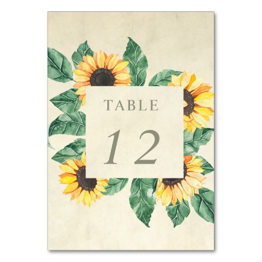 Numéro De Table Elegant Sunflowers Garden Floral Wedding (Par défaut)