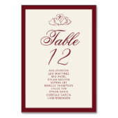 Numéro De Table Elegant Swan Deep red Table Seating Chart cards (Par défaut)