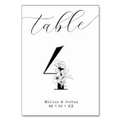 Numéro De Table Élégant tableau floral noir et blanc 4 (Dos)