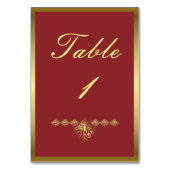Numéro De Table Élégant tableau Mariage rouge et or (Dos)