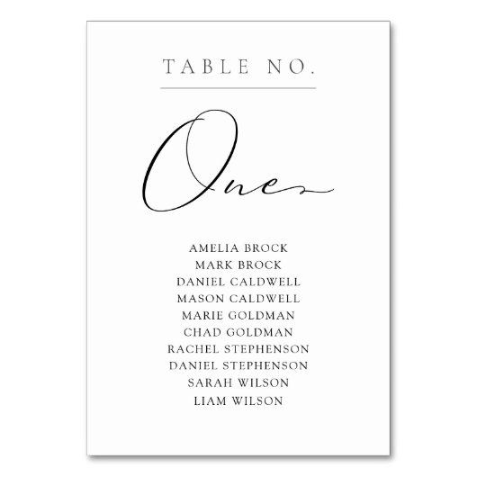 Numéro De Table Élégant Tableau Numéro Un Tableau De Sièges (Dos)