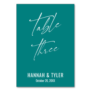 Numéro De Table Élégant tableau Turquoise contemporain Trois