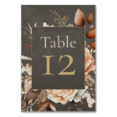 Numéro De Table Elegant Taupe Floral Wedding Table Number (Dos)