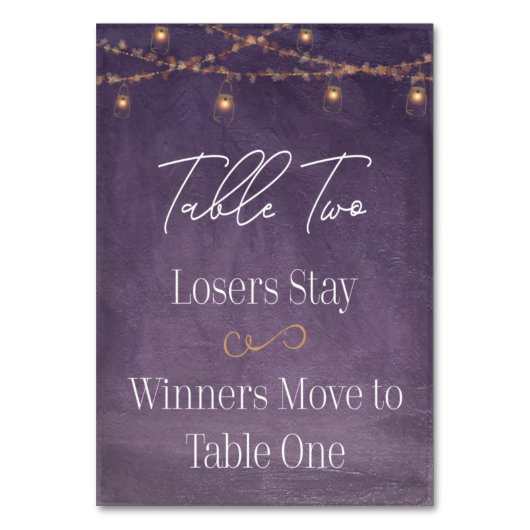 Numéro De Table Elégant tea rustique Lumières Bunco violet Table D (Dos)