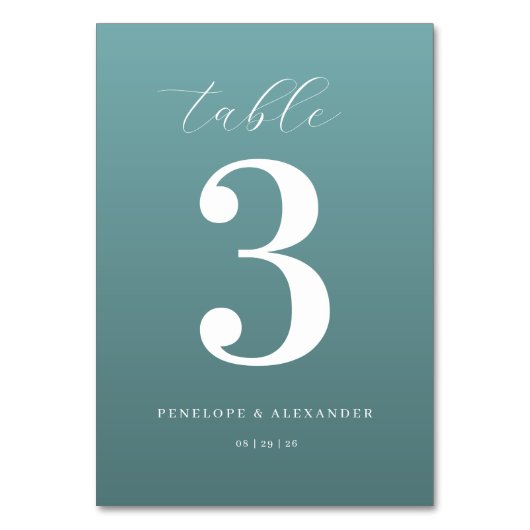 Numéro De Table Elegant Teal Number Three (Par défaut)