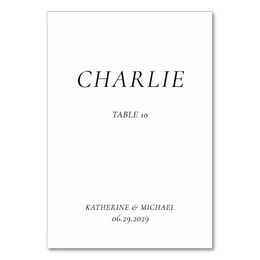 Numéro De Table Elegant Timeless White Wedding Table Cards (Dos)