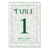 Numéro De Table Élégant Toile Floral Script Vert Mariage (Par défaut)