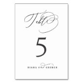 Numéro De Table Élégant Tourbillon Simple Mariage Script (Dos)
