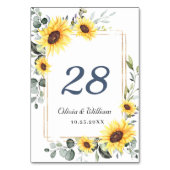 Numéro De Table Elégant tournesol Eucalyptus Aquarelle Mariage T (Dos)