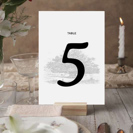 Numéro De Table Elegant Tree Sketch Wedding Table Number Card