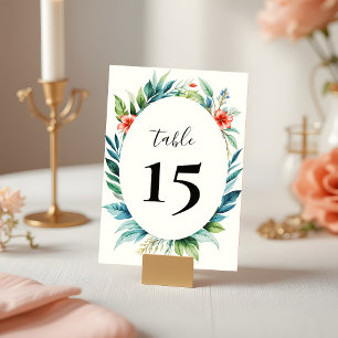 Numéro De Table Élégant Tropical Feuille Verdure minimaliste