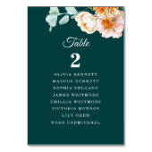 Numéro De Table Élégant Turquoise Burnt Orange Table Plan Mariage  (Dos)