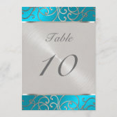 Numéro de table Elegant Turquoise Silver Filigree (Dos)