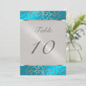 Numéro de table Elegant Turquoise Silver Filigree (Debout devant)
