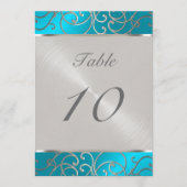 Numéro de table Elegant Turquoise Silver Filigree (Devant)
