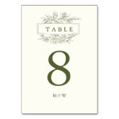 Numéro De Table Elégant Vert Ligne Art Floral Monogramme Mariage (Par défaut)