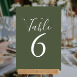 Numéro De Table Élégant vert olive Numéro de tableau<br><div class="desc">Ces élégants numéros de table vert olive peuvent être personnalisés en lettrage blanc chic. Conçu par Thisisnotme©</div>