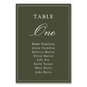 Numéro De Table Élégant Vert Poussiéreux Écriture Classique Mariag (Par défaut)