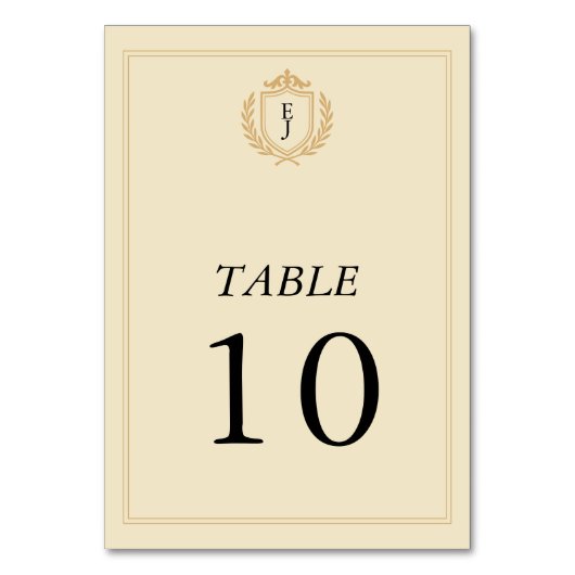 Numéro De Table Elégant vieil argent Crest - ivoire et Mariage or (Par défaut)