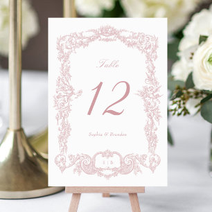 Numéro De Table Elégant Vintage Baroque Floral Frame Dusty Rose