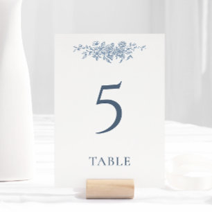 Numéro De Table Élégant Vintage Floral Blue Mariage