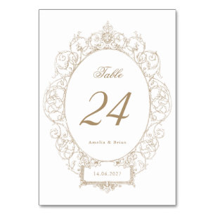 Numéro De Table Elégant Vintage Ornament cadre Mariage