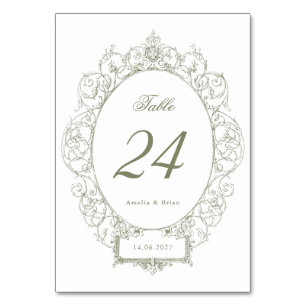 Numéro De Table Elégant Vintage Ornament cadre Mariage
