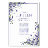 Numéro De Table Elégant Violet Fleurs Script Mariages de réception (Par défaut)