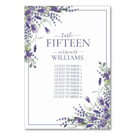 Numéro De Table Elégant Violet Fleurs Script Mariages de réception (Par défaut)