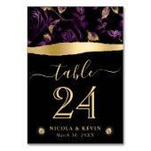 Numéro De Table Élégant violet & or Parties scintillant Rose Flora (Par défaut)
