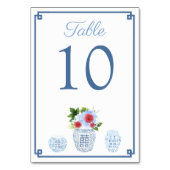 Numéro De Table Élégant Wedding shower Chinoiserie Rouge et Bleu (Dos)