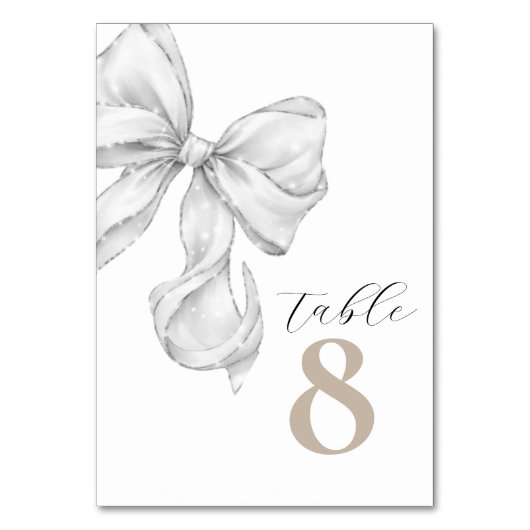 Numéro De Table Elegant White Bow Table Numbers for Wedding (Par défaut)