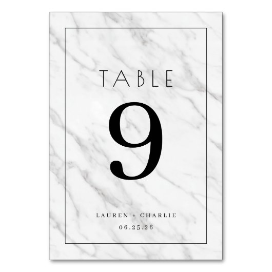 Numéro De Table Elegant White Marble Number Card (Par défaut)