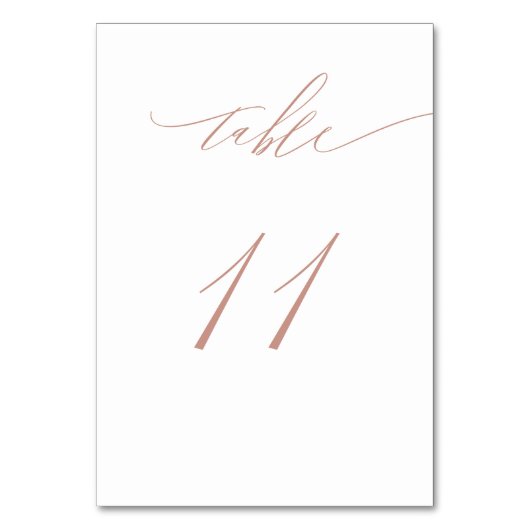 Numéro De Table Élégant White Rose Gold Script No 11 Mariage (Par défaut)