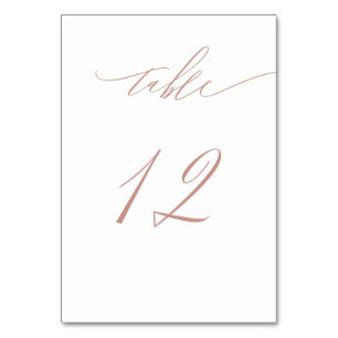 Numéro De Table Élégant White Rose Gold Script No 12 Mariage
