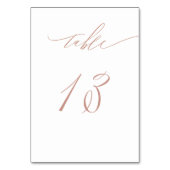Numéro De Table Élégant White Rose Gold Script No 13 Mariage (Dos)