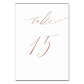 Numéro De Table Élégant White Rose Gold Script No 15 Mariage (Dos)