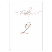 Numéro De Table Élégant White Rose Gold Script No 2 Mariage (Dos)