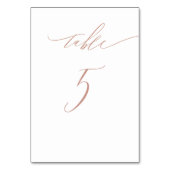 Numéro De Table Élégant White Rose Gold Script No 5 Mariage (Dos)