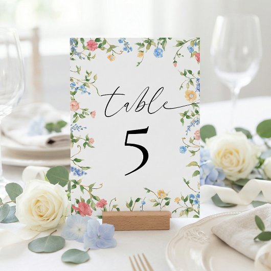 Numéro De Table Elegant Wildflower Wedding Reception