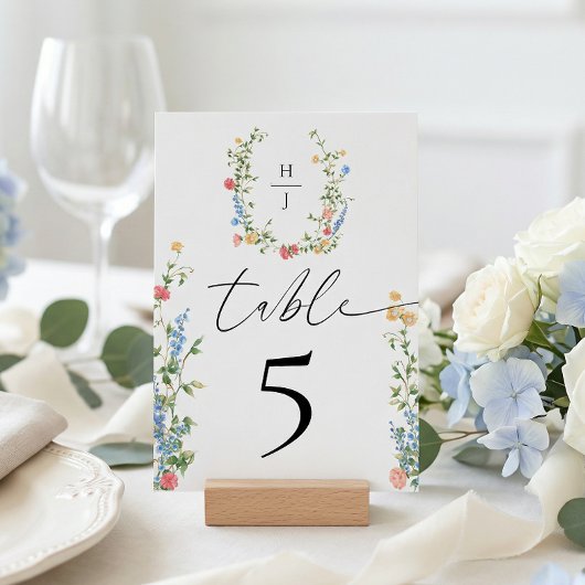 Numéro De Table Elegant Wildflower Wedding Reception
