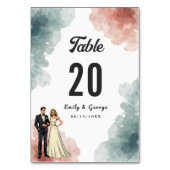 Numéro De Table Elégante aquarelle Abstraite mariée et Mariage de (Dos)