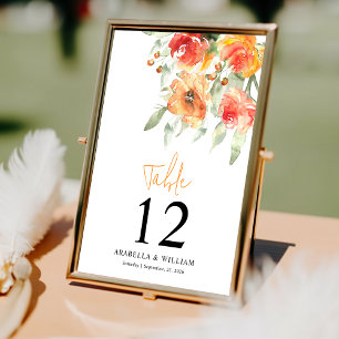 Numéro De Table Elégante aquarelle Apricot Floral