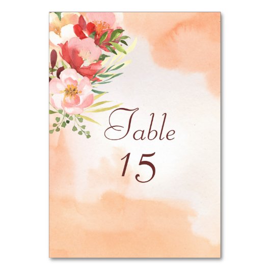 Numéro De Table Elégante aquarelle avec un bouquet rose (Par défaut)