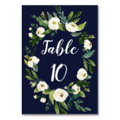 Numéro De Table Elégante aquarelle blanc Floral Wreath Navy bleu (Par défaut)