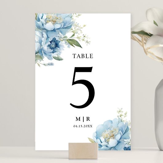 Numéro De Table Elégante aquarelle bleu foncé