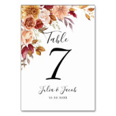 Numéro De Table Elégante aquarelle d'automne Mariage Floral (Par défaut)