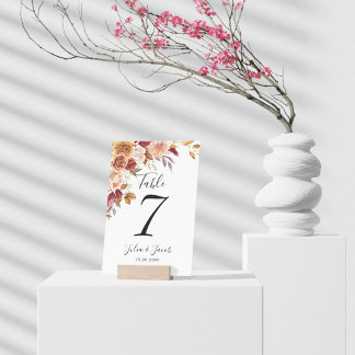 Numéro De Table Elégante aquarelle d'automne Mariage Floral